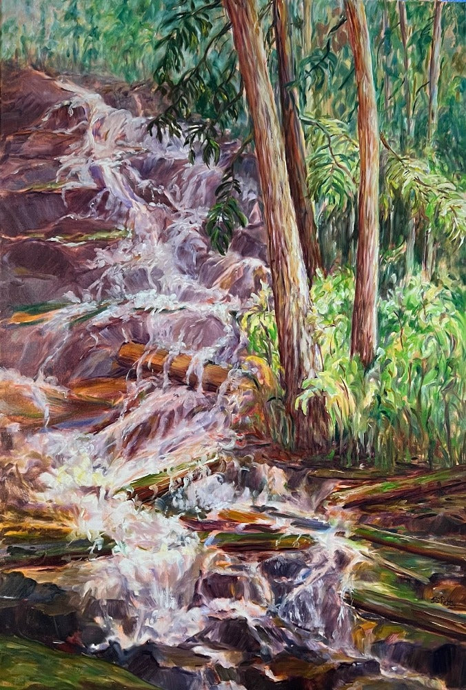 oil on canvas, landscape, bridal falls