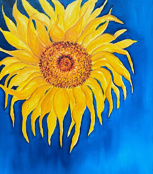 oil on canvas, floral, sunflower