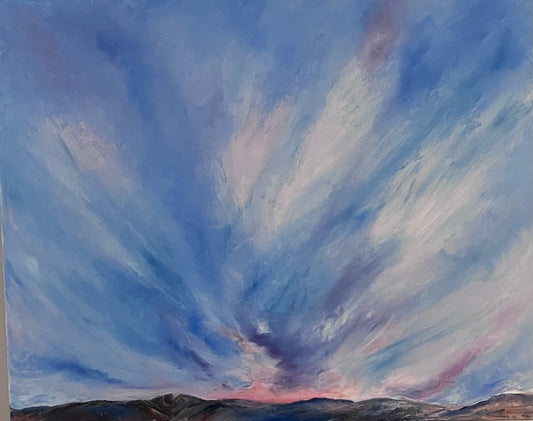 oil on canvas, landscape, sunset, cornwall