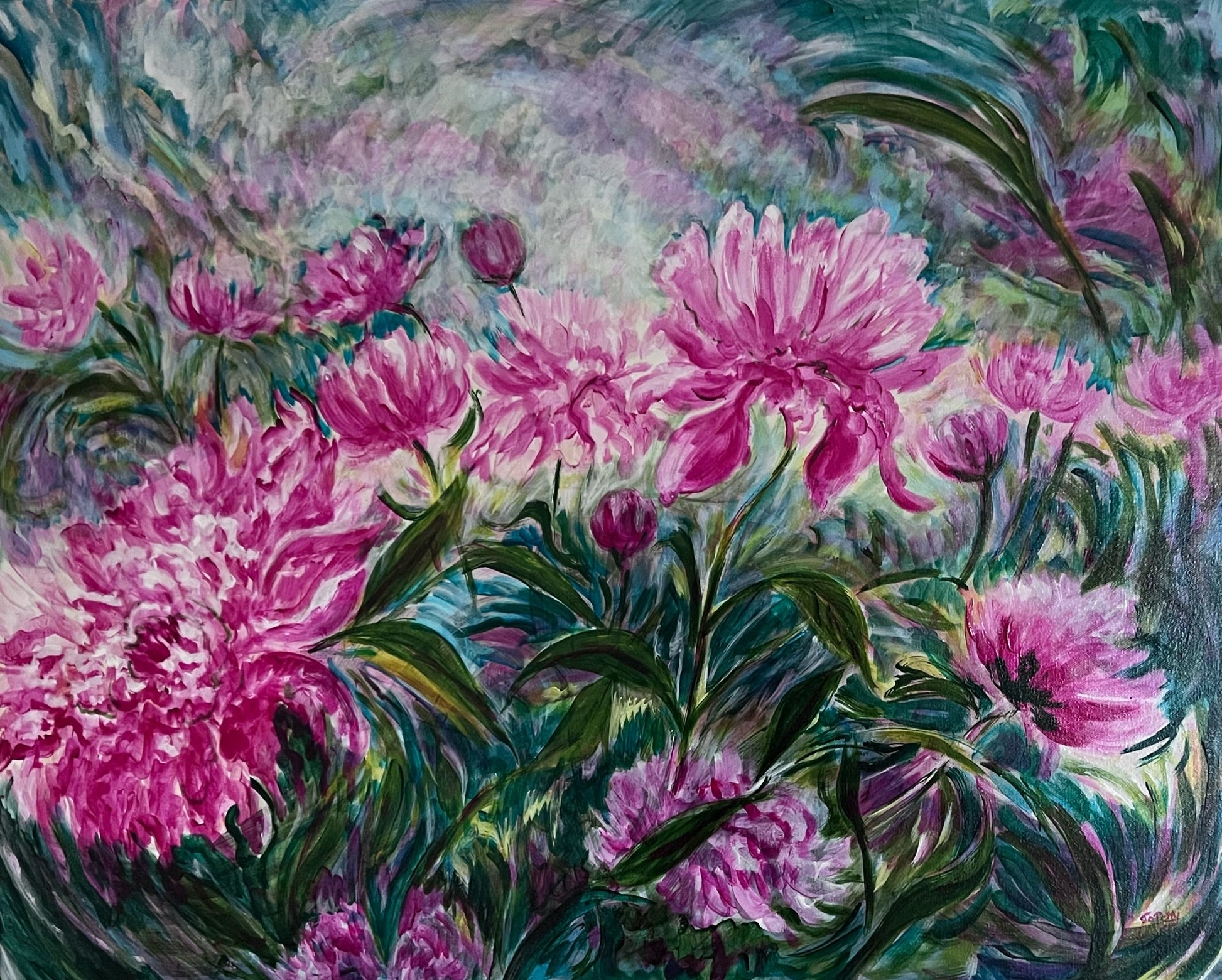 acrylic on canvas, floral