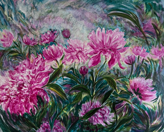 acrylic on canvas, floral