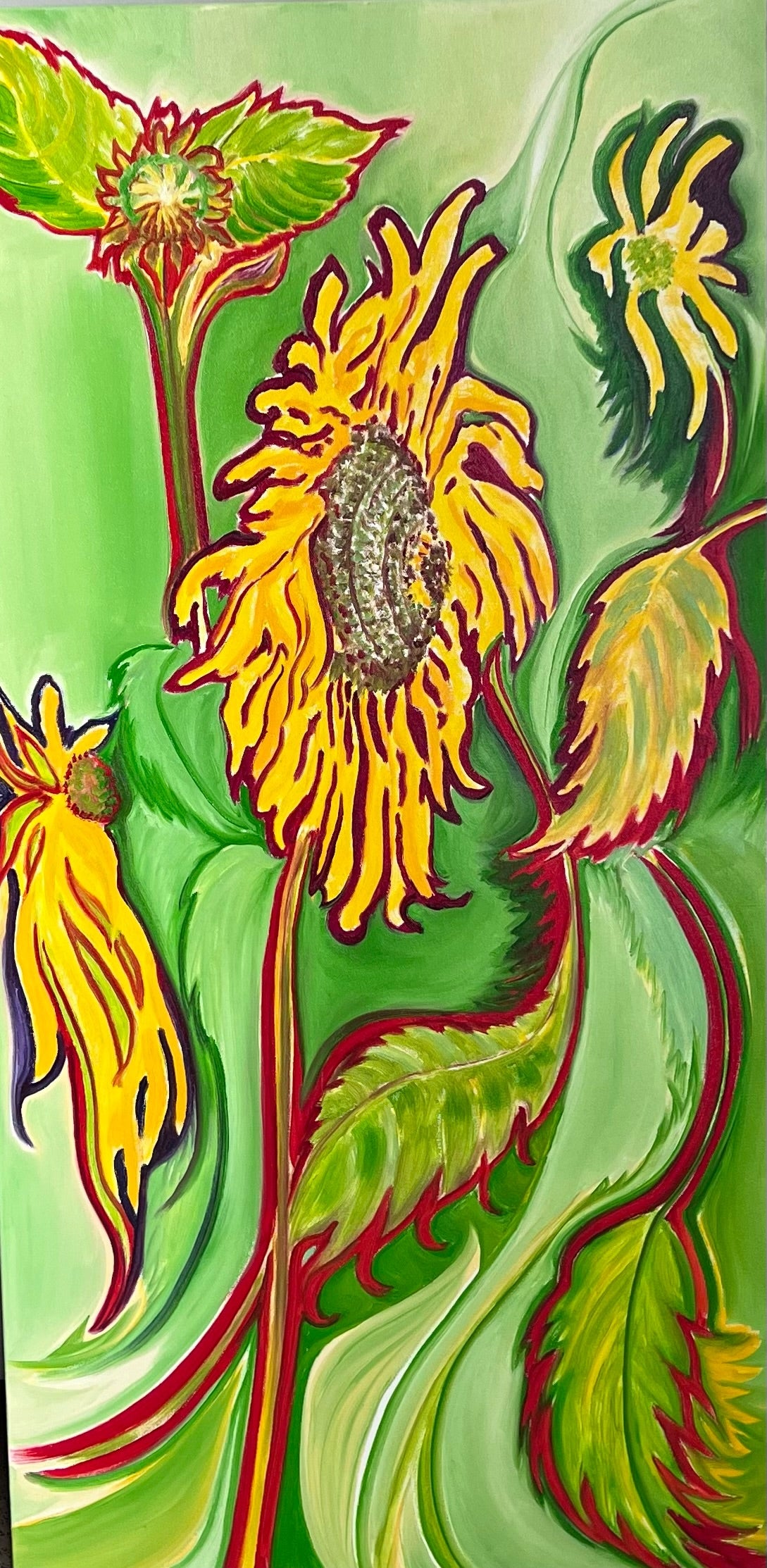 flowers, oil on canvas, sunflower