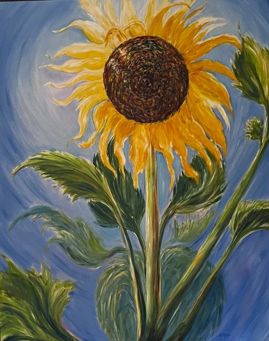 oil on canvas, sunflower