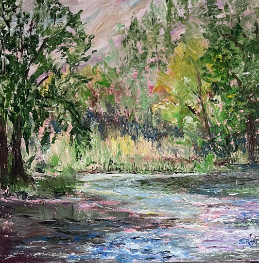 oil on canvas, landscape, river