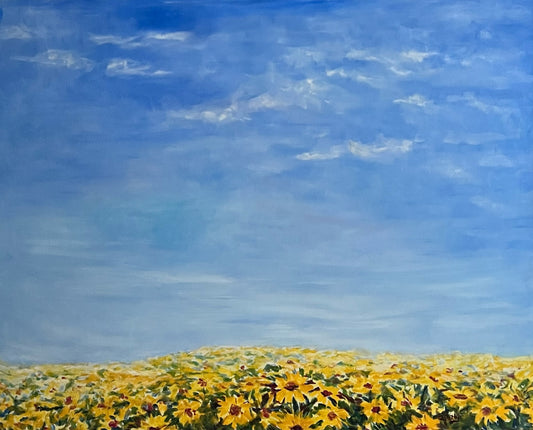 flowers, oil on canvas, sunflower