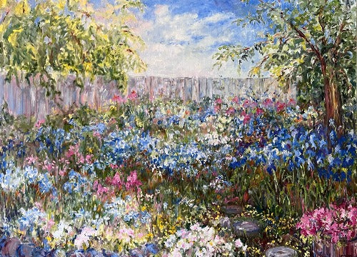 floral, landscape, oil on canvas, jo petty