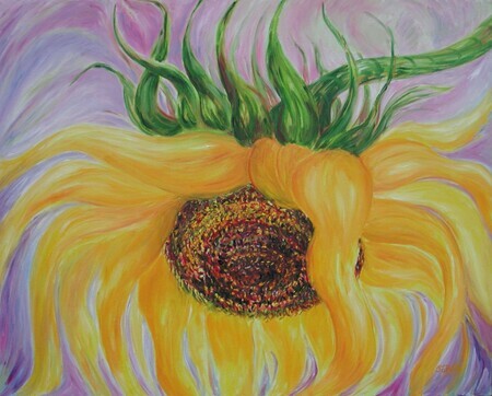 flowers, oil on canvas, sunflowers